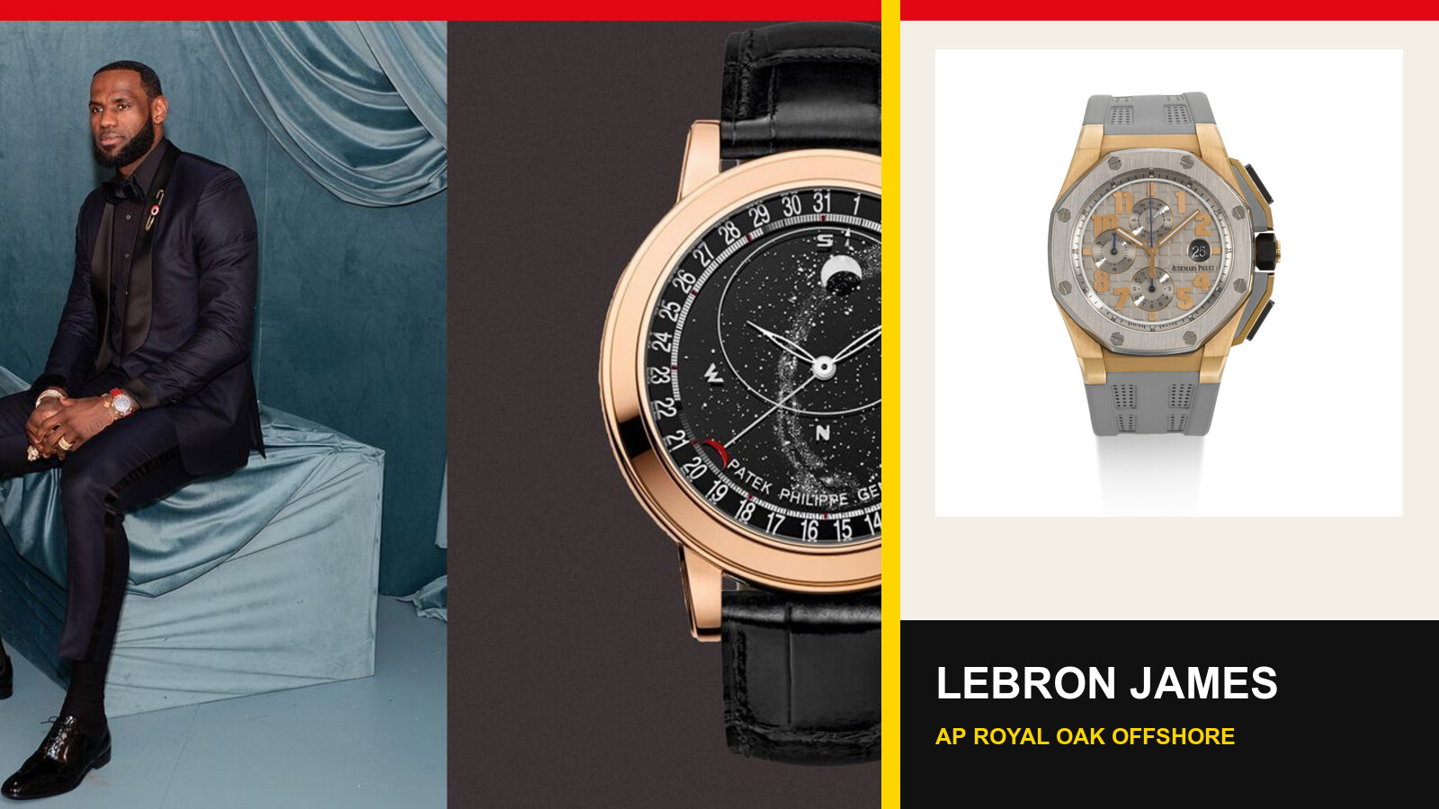 LeBron James seated beside an Audemars Piguet Royal Oak Offshore LeBron James